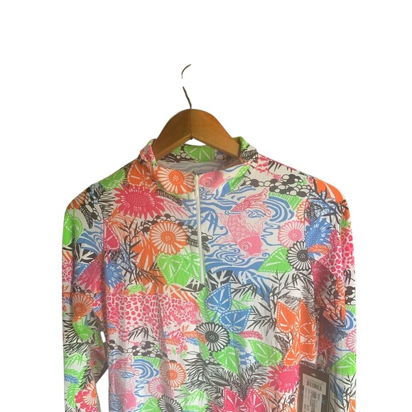 IBKUL Top Shirt Womens Small Multi Color Bamboo Garden UPF 50 IceFil Pullover - Picture 3 of 8